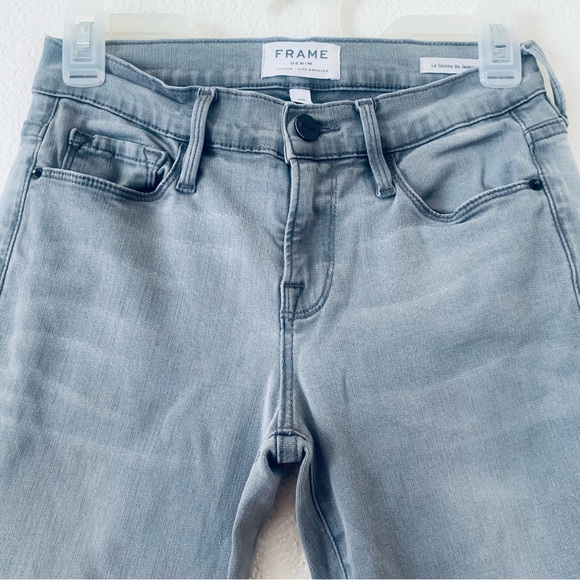 FRAME Denim Le Skinny de Jeanne jeans, gray, raw hem, size 26. - Picture 4 of 8